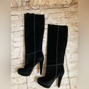 SCHUTZ ,black suede high heels, boots, size 7B  ,European size 38